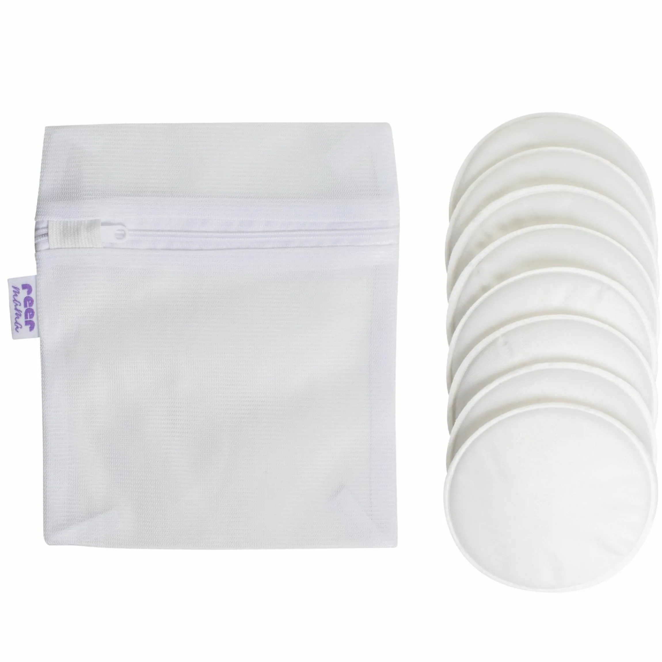 8er Pack Waschbare Stilleinlagen Mama inkl. Wäschenetz - Weiß
