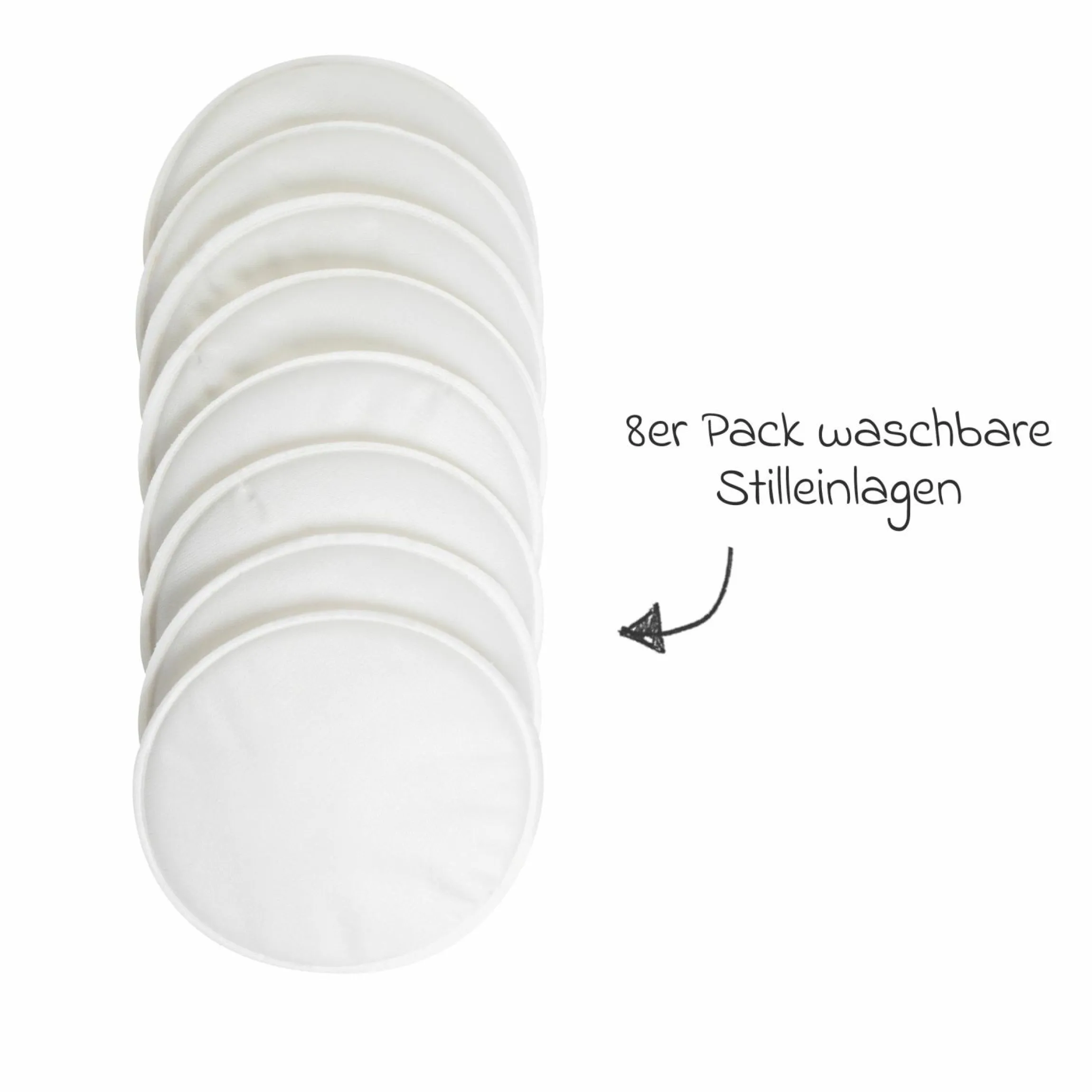 8er Pack Waschbare Stilleinlagen Mama inkl. Wäschenetz - Weiß