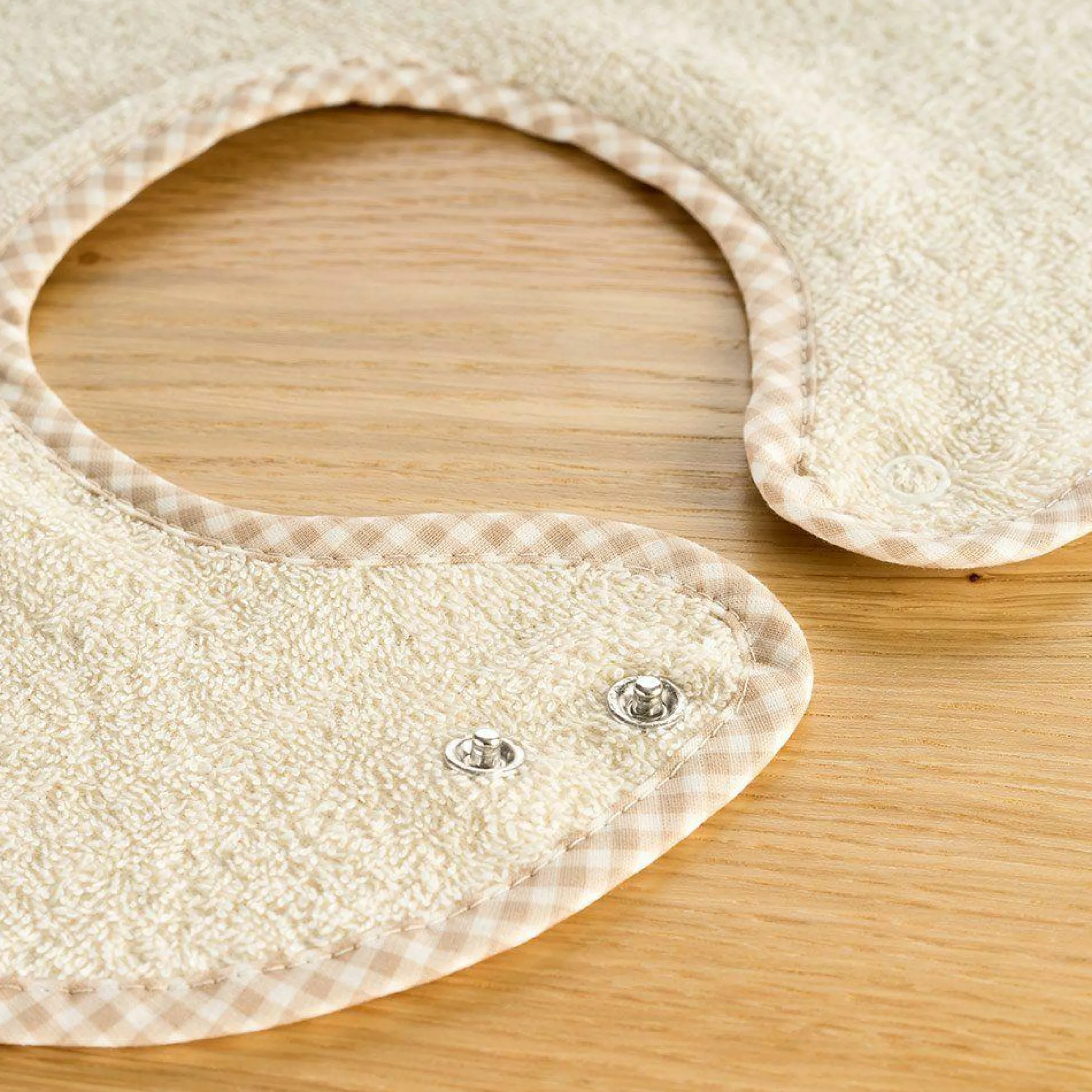 2er Set Riesen-Lätzchen mit Druckknöpfen - Natur Hellbraun
