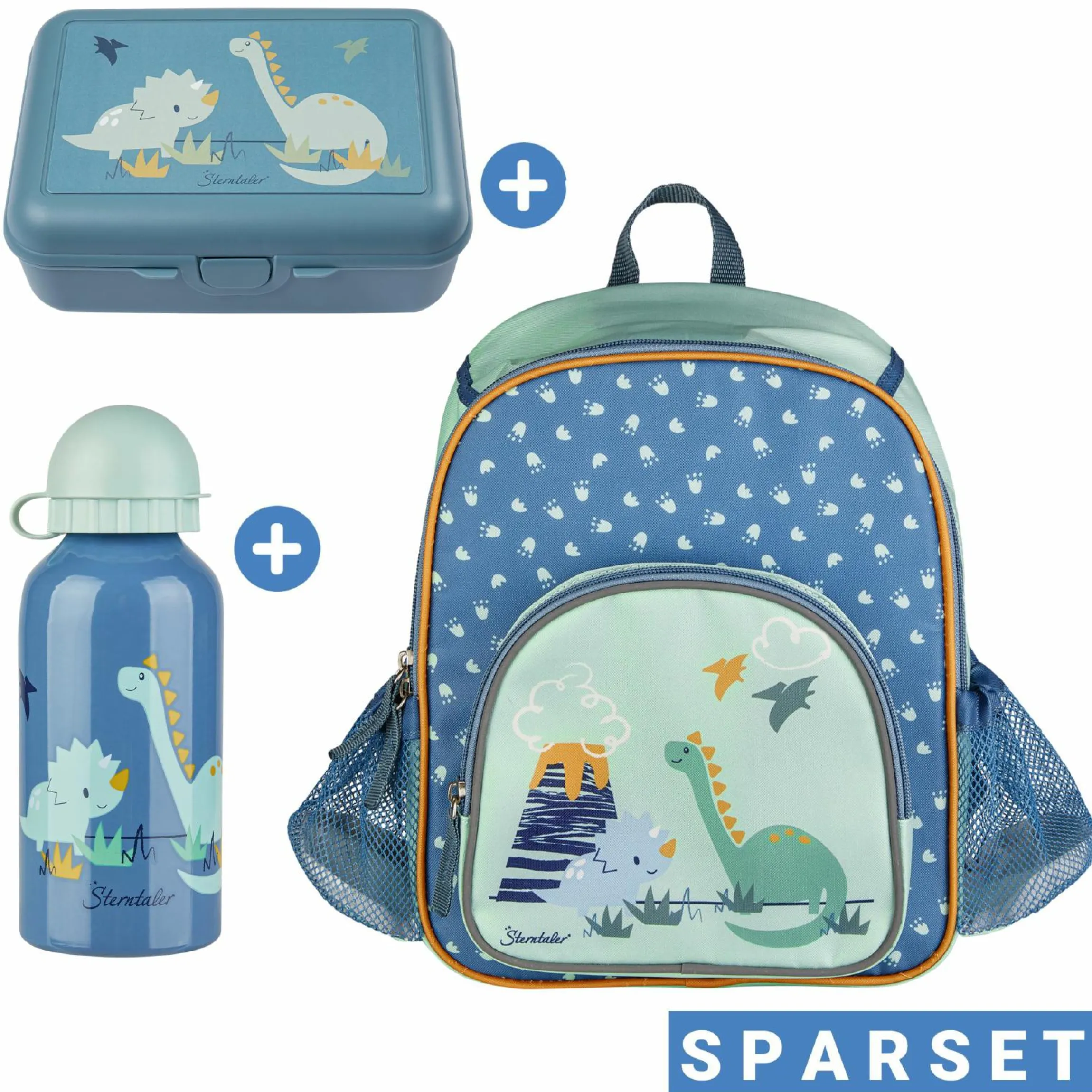 3er Set Rucksack, Brotdose & Trinkflasche - Dino Rexi