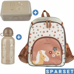 3er Set Rucksack, Brotdose & Trinkflasche - Pferd Sunny