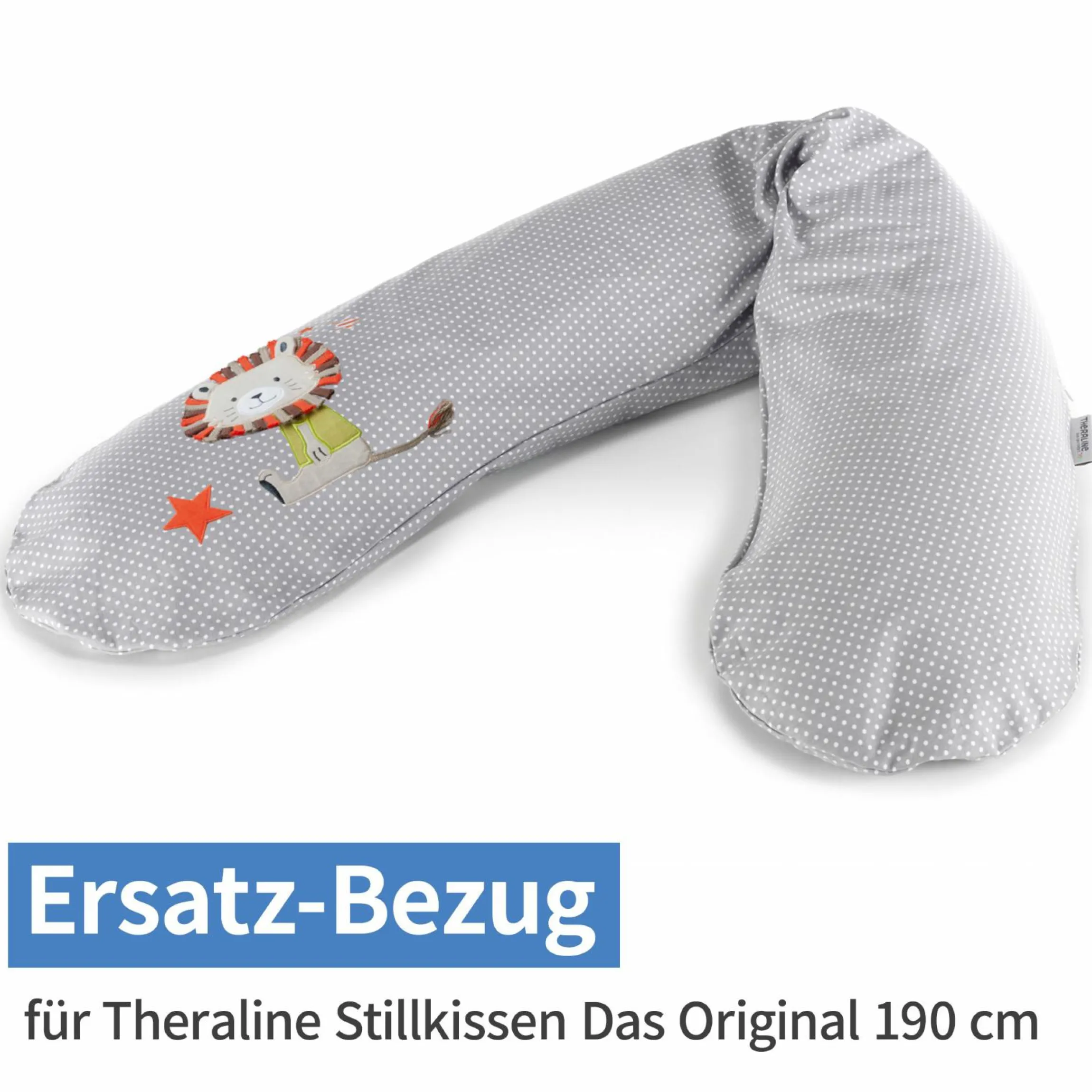 Ersatzbezug für Stillkissen Das Original 190 cm - Knister Löwe - Punkte Grau