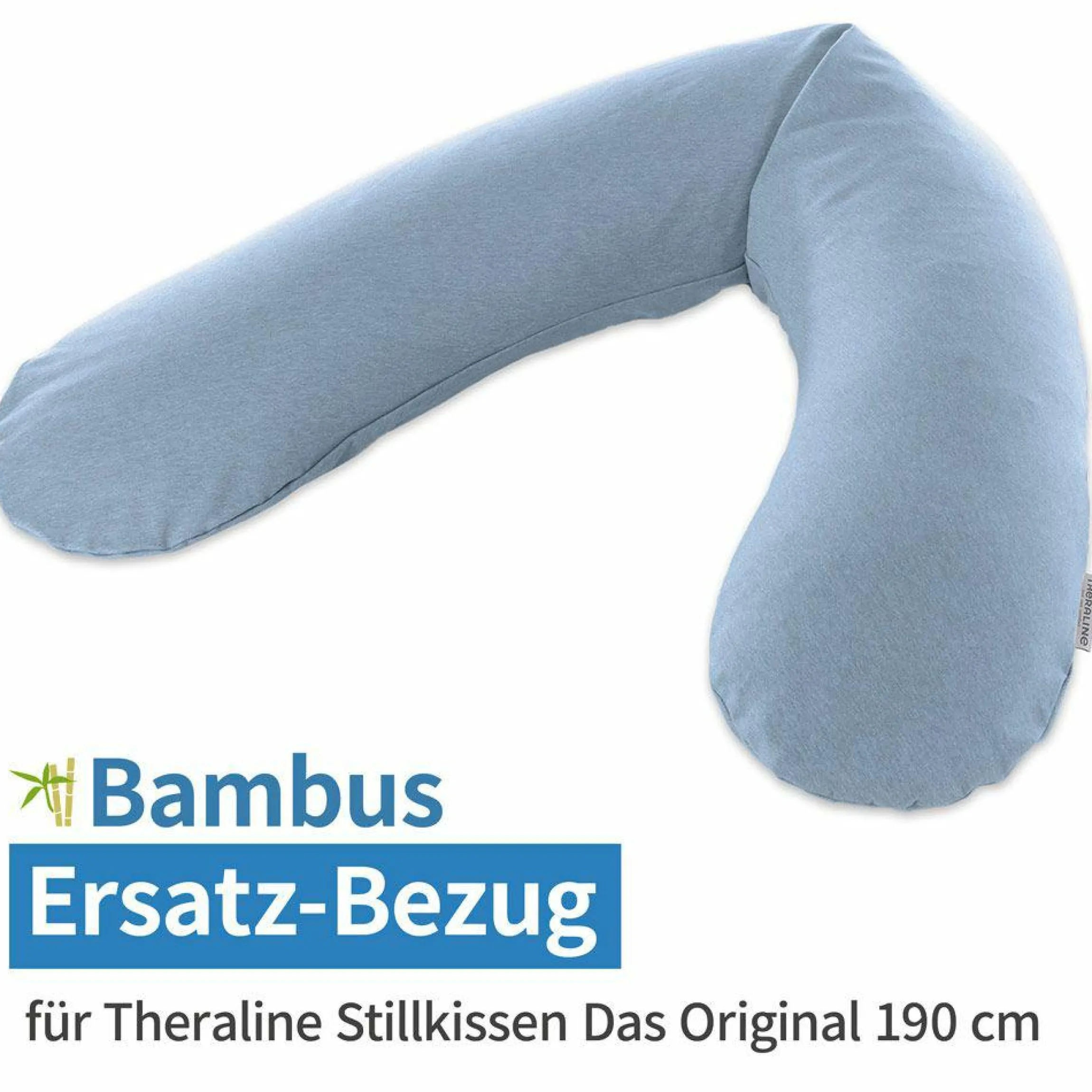 Ersatzbezug für Stillkissen Das Original - Bamboo 190 cm - Melange Blau-Grau