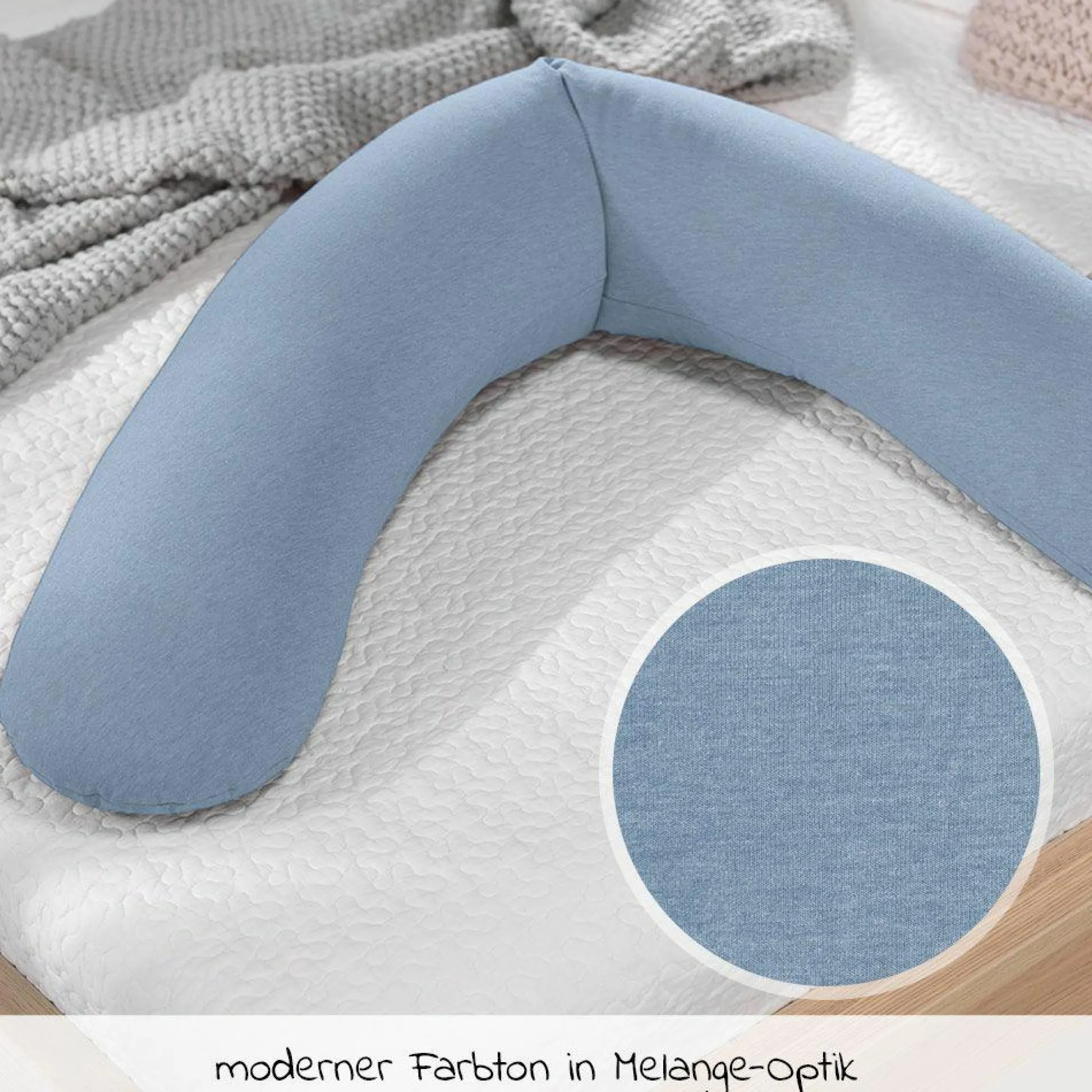 Ersatzbezug für Stillkissen Das Original - Bamboo 190 cm - Melange Blau-Grau
