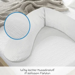 Ersatzbezug für Stillkissen Das Original - Musselin 190 cm - Lichtgrau