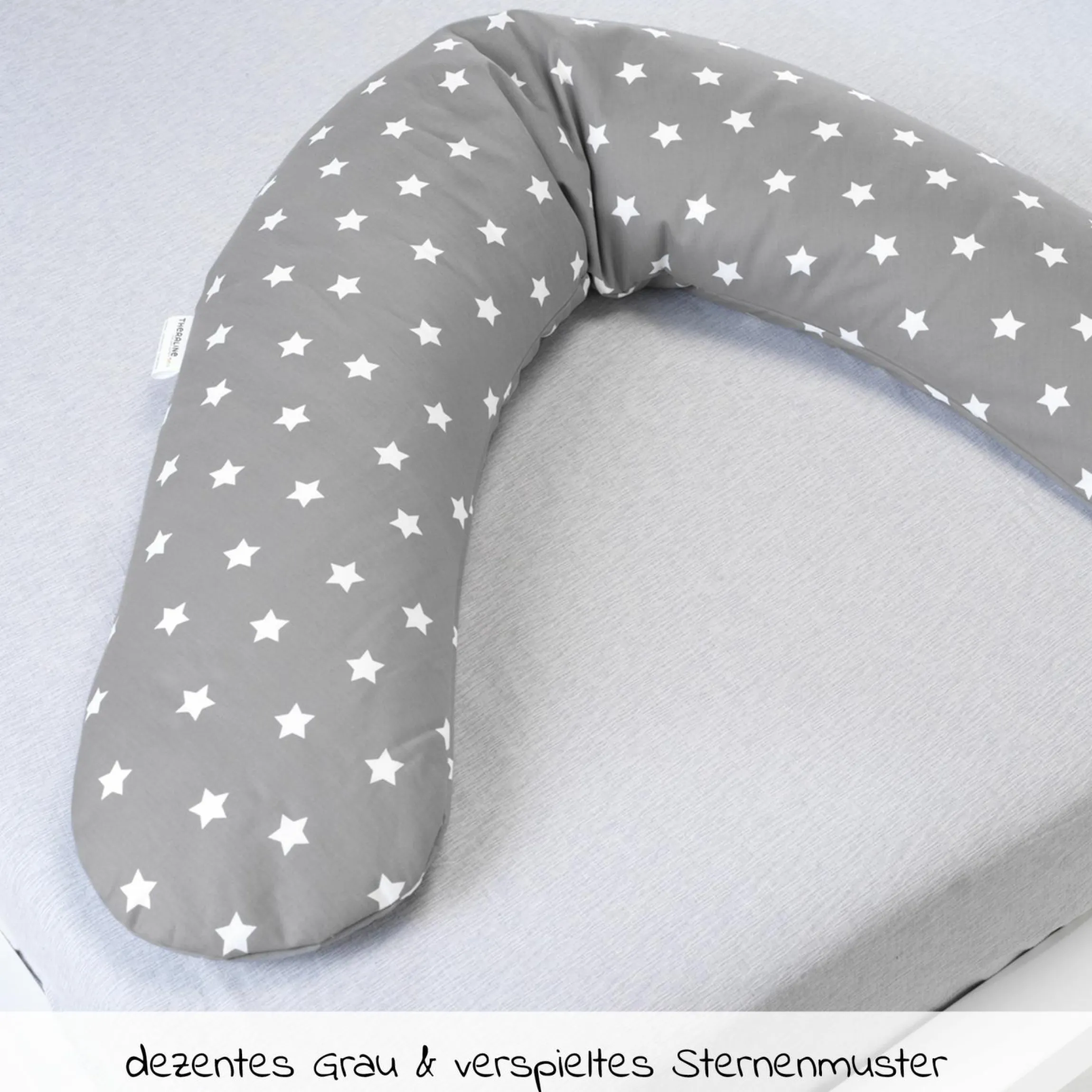 Ersatzbezug für Stillkissen Das Komfort 180 cm - Big Stars - Grau