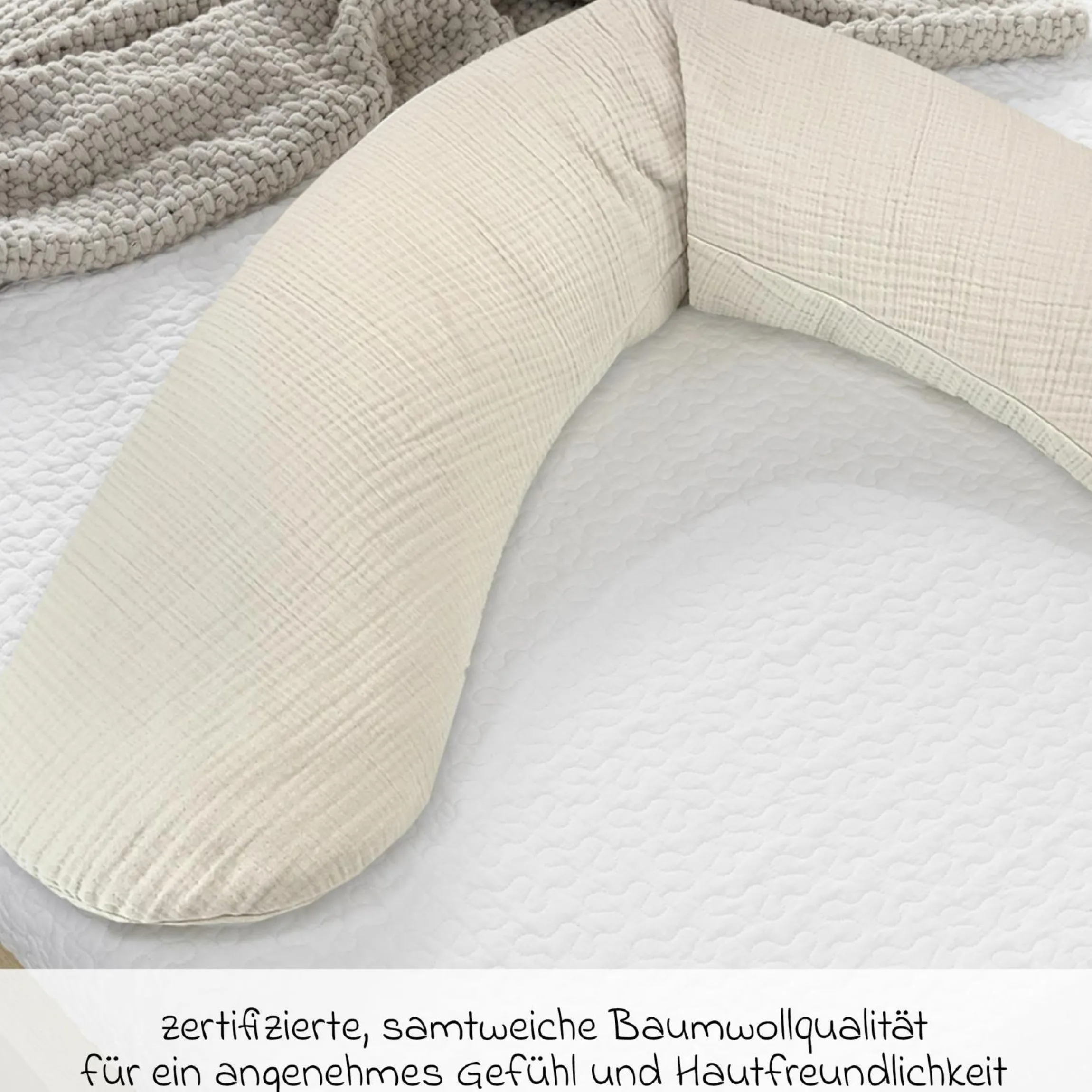 Ersatzbezug für Stillkissen Das Original - Musselin 190 cm - Sandbeige