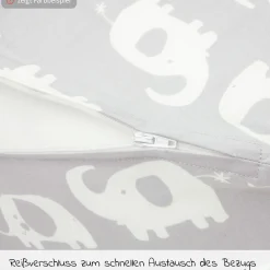 Ersatzbezug für Stillkissen Das Komfort 180 cm - Herzen - Grau