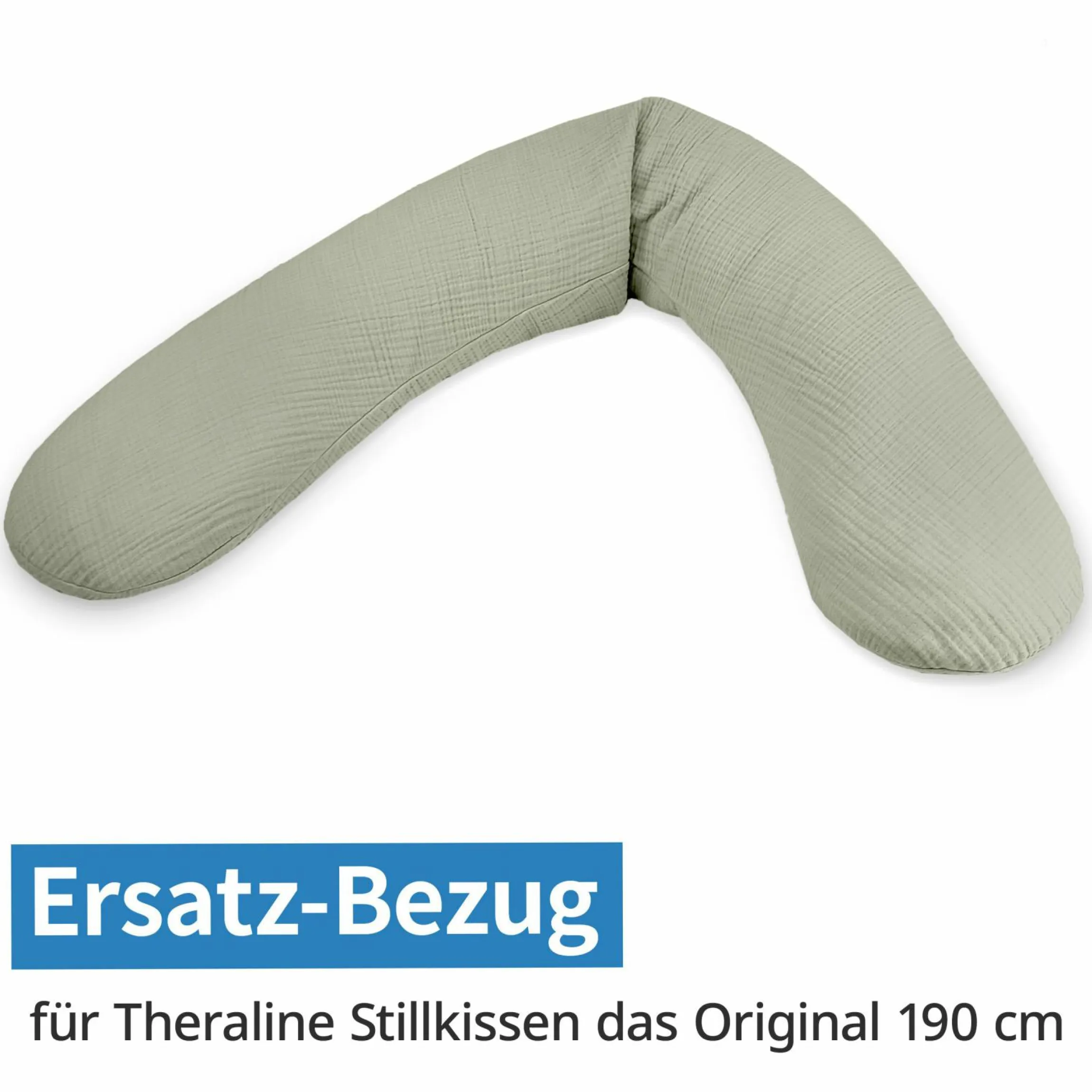 Ersatzbezug für Stillkissen Das Original - Musselin 190 cm - Salbei
