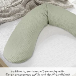 Ersatzbezug für Stillkissen Das Original - Musselin 190 cm - Salbei