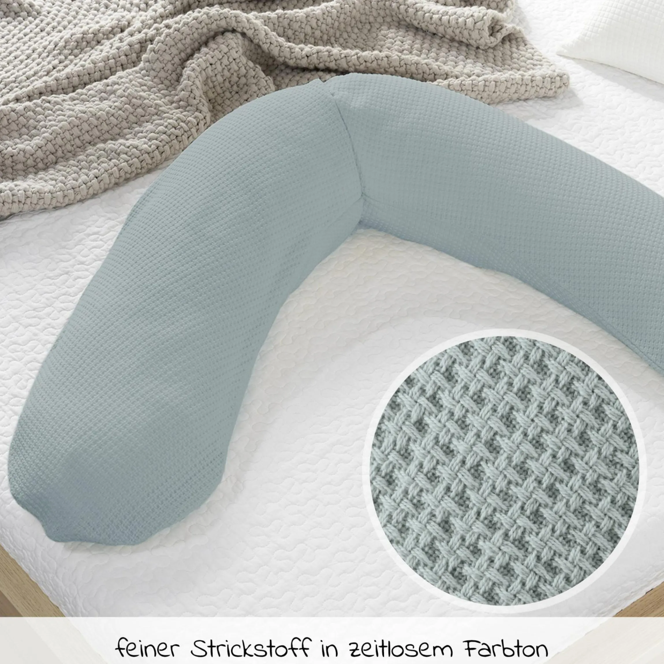 Ersatzbezug für Stillkissen Das Original - Feinstrick 190 cm - Nebelblau