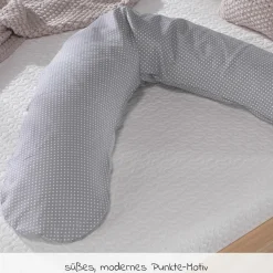 Ersatzbezug für Stillkissen Das Original 190 cm - Punkte - Grau