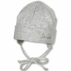 Erstlingsmütze Beanie zum Binden - Grau meliert - Gr. 43