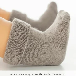 Erstlingssocken 6er Pack Baby Söckchen, 3 Paar mit Umschlag, 3 Paar ohne Umschlag - Gr. 0 - 3 Monate - Natur