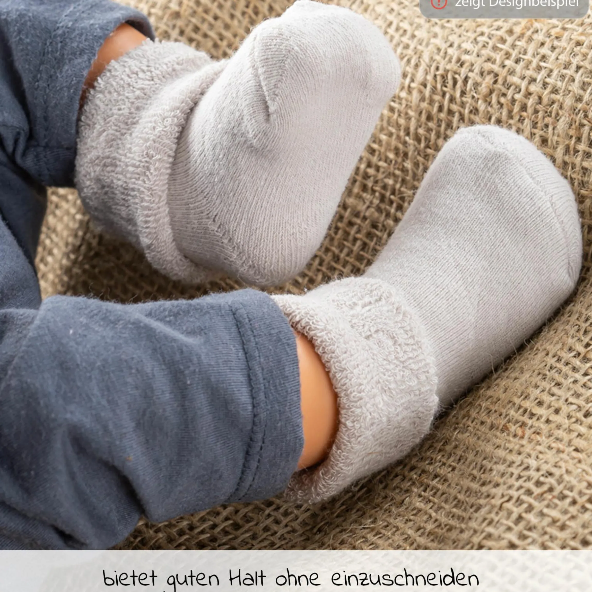 Erstlingssocken 6er Pack Baby Söckchen, 3 Paar mit Umschlag, 3 Paar ohne Umschlag - Gr. 0 - 3 Monate - Natur