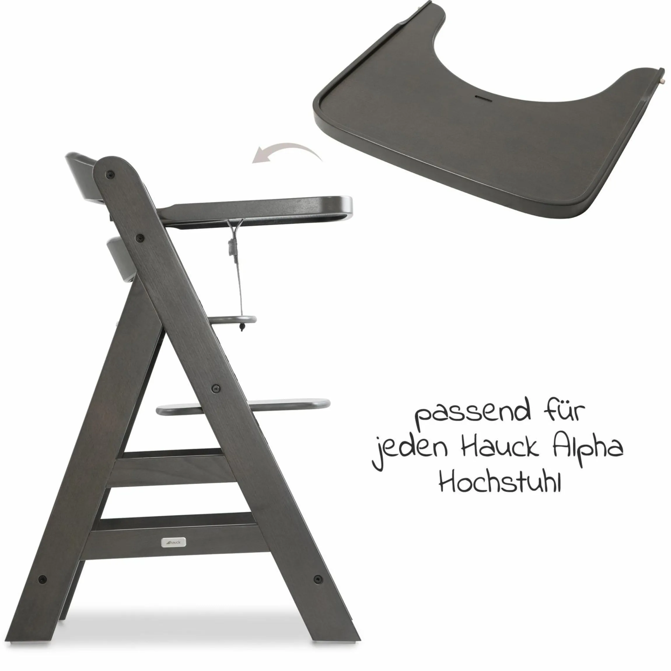 Essbrett & Tisch aus Holz für Alpha Hochstühle (Wooden Tray) - Charcoal
