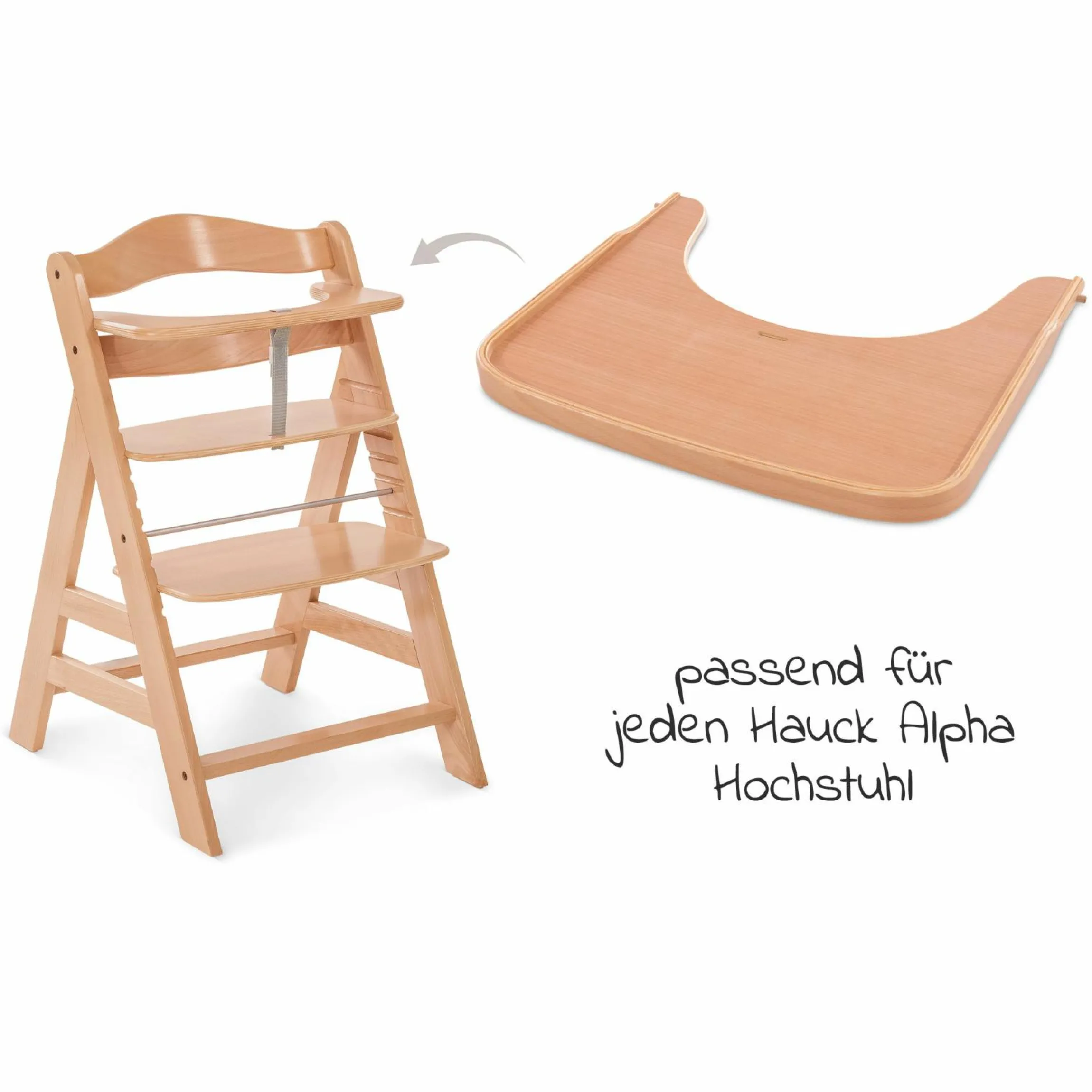 Essbrett & Tisch aus Holz für Alpha Hochstühle (Wooden Tray) - Natur