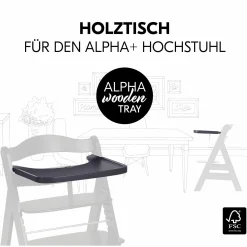 Essbrett & Tisch aus Holz für Alpha Hochstühle (Wooden Tray) - Dark Grey