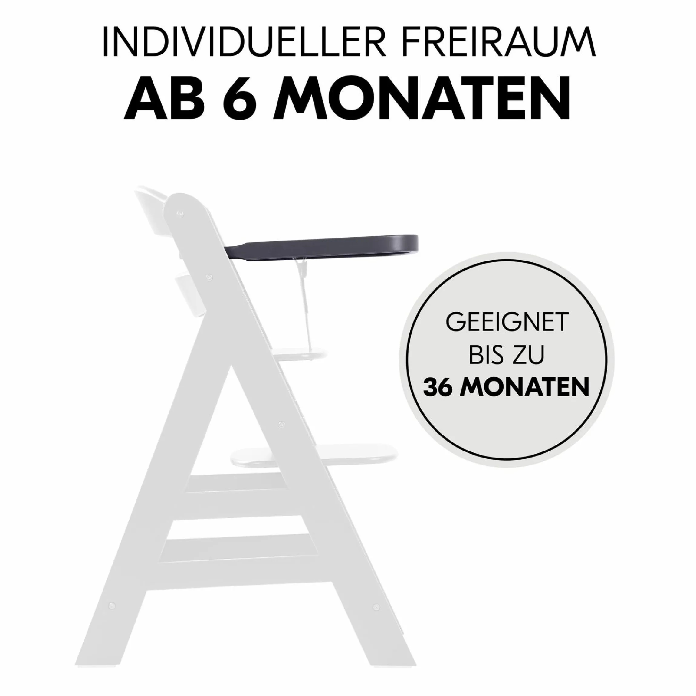 Essbrett & Tisch aus Holz für Alpha Hochstühle (Wooden Tray) - Dark Grey