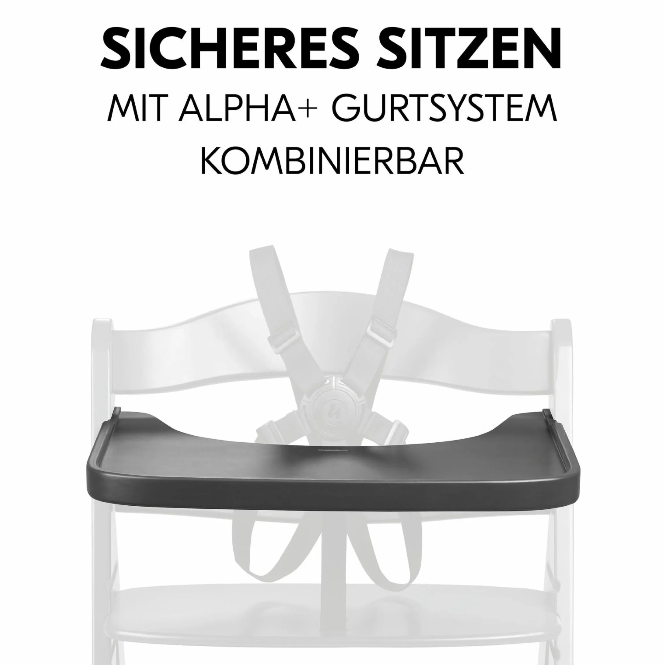Essbrett & Tisch aus Holz für Alpha Hochstühle (Wooden Tray) - Dark Grey