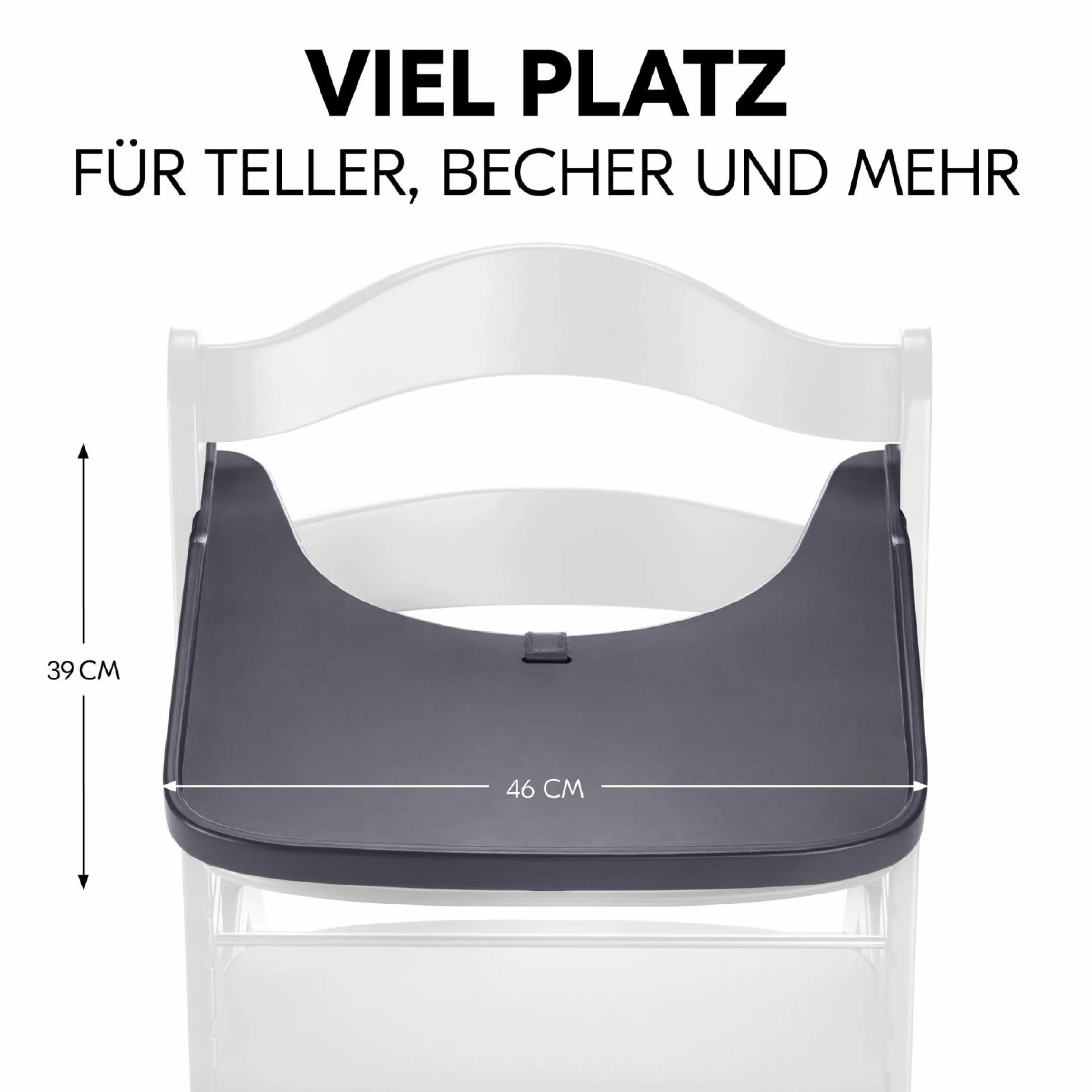 Essbrett & Tisch aus Holz für Alpha Hochstühle (Wooden Tray) - Dark Grey