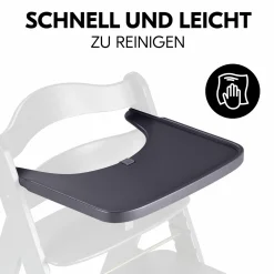 Essbrett & Tisch aus Holz für Alpha Hochstühle (Wooden Tray) - Dark Grey
