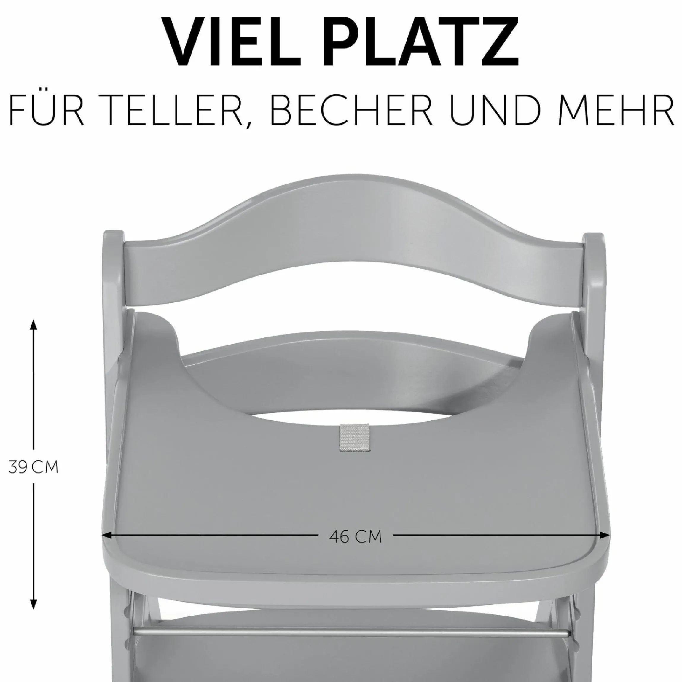 Essbrett und Tisch aus Holz für Alpha Hochstühle (Wooden Tray) - Grau