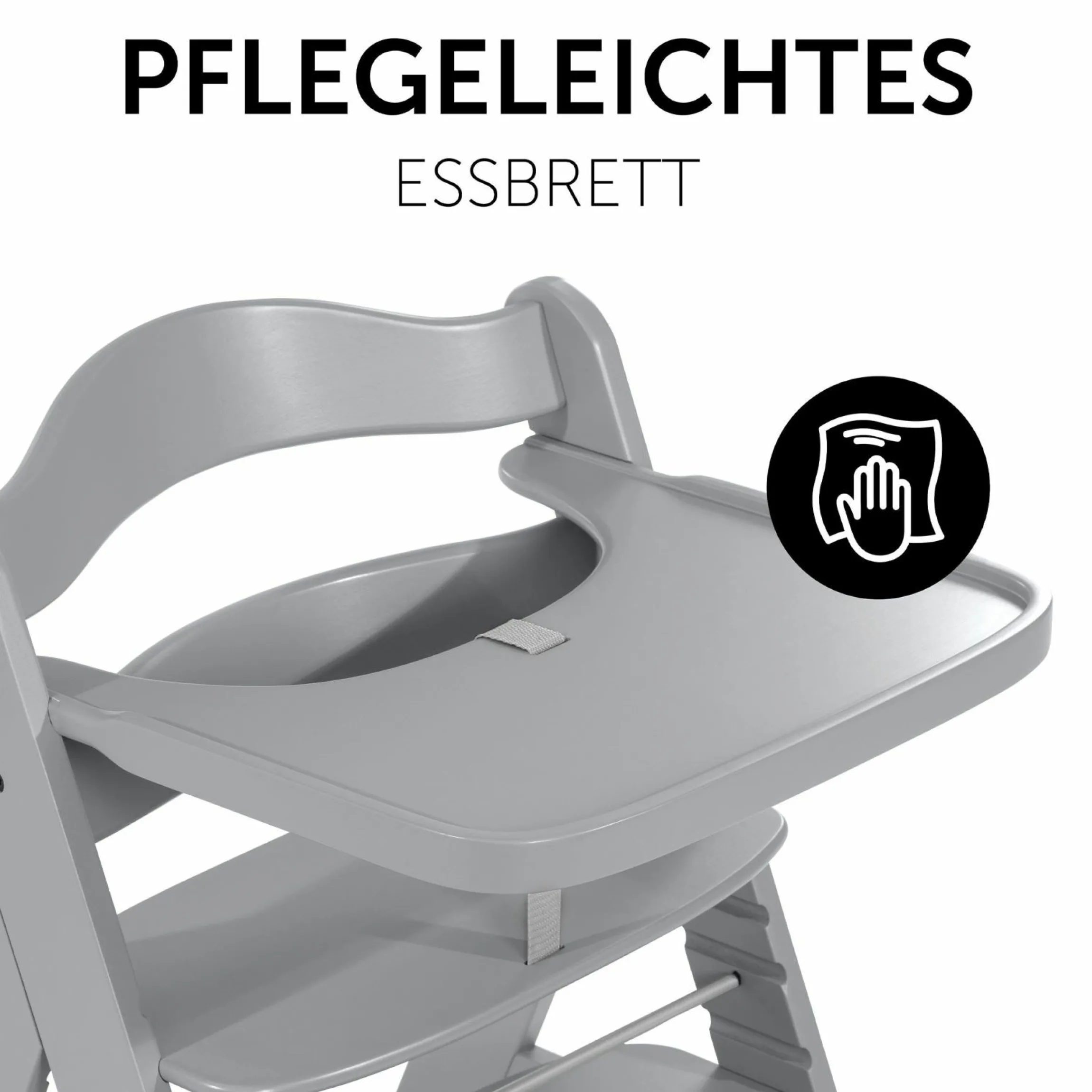 Essbrett und Tisch aus Holz für Alpha Hochstühle (Wooden Tray) - Grau