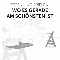 Essbrett und Tisch aus Holz für Alpha Hochstühle (Wooden Tray) - Grau