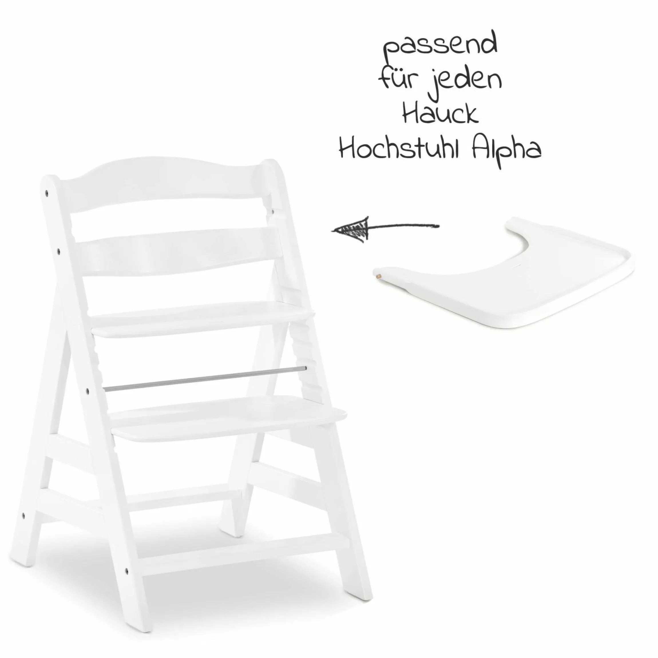 Essbrett und Tisch aus Holz für Alpha Hochstühle (Wooden Tray) - Weiß