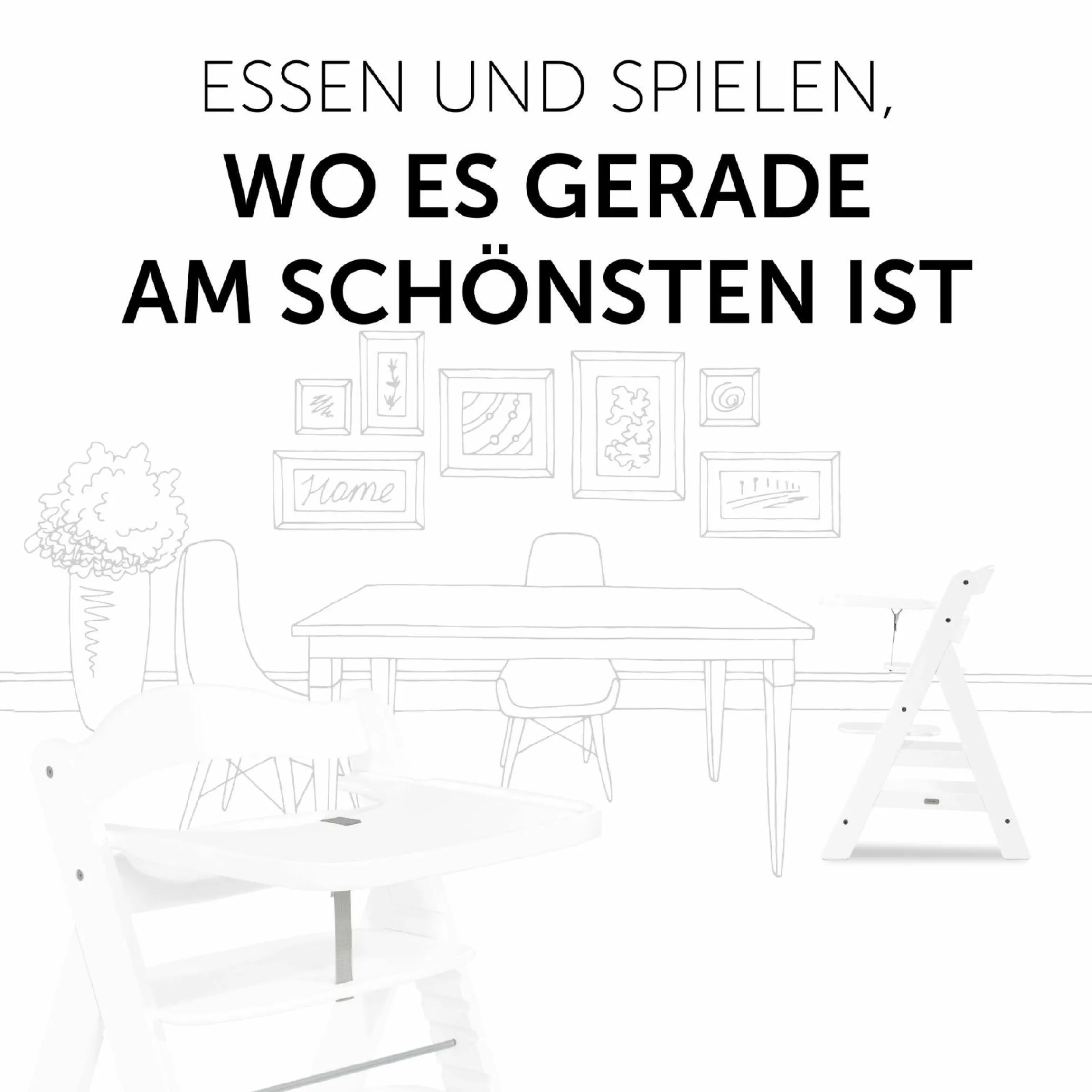 Essbrett und Tisch aus Holz für Alpha Hochstühle (Wooden Tray) - Weiß