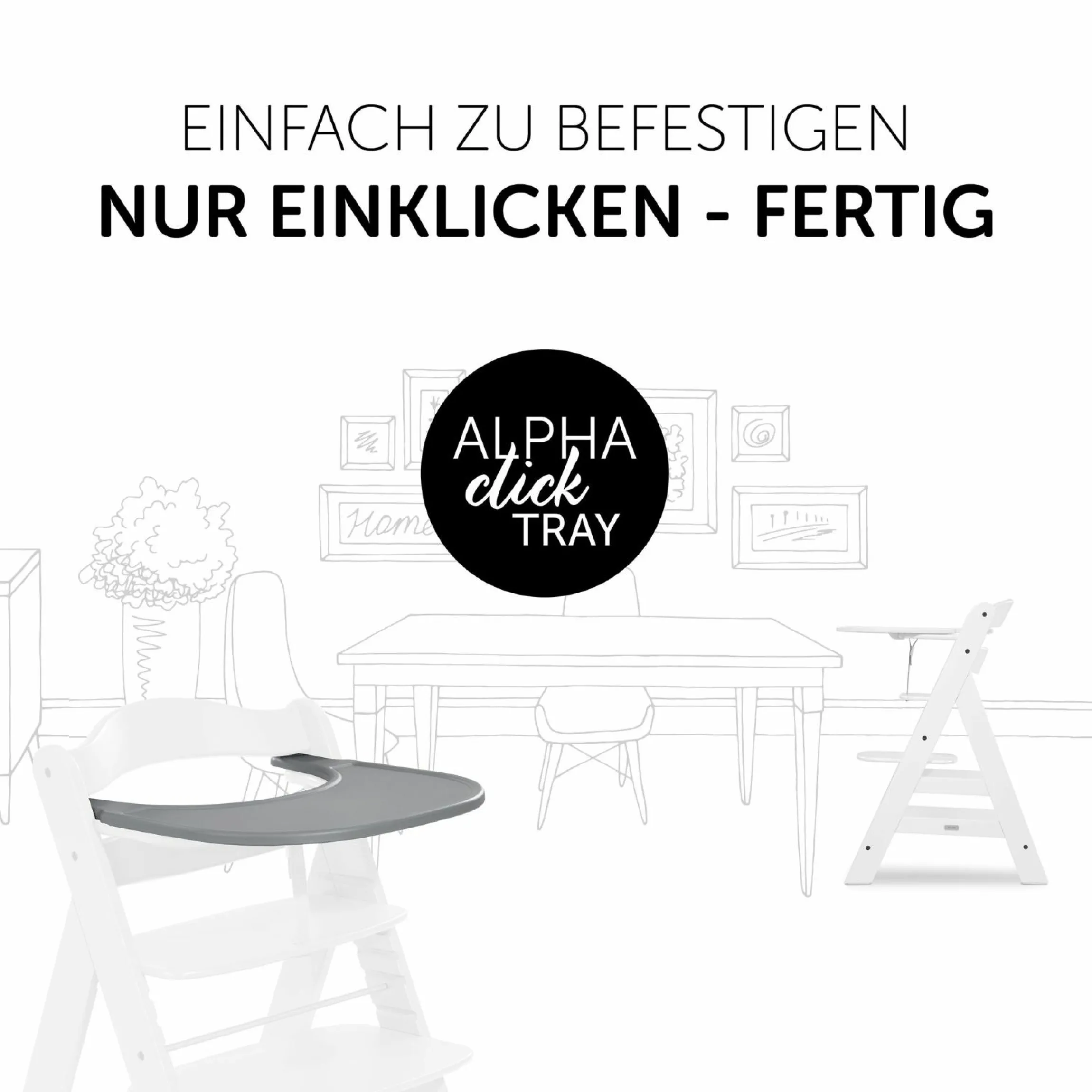 Essbrett und Tisch für Alpha Hochstuhl (Click Tray) - Grey / Grau