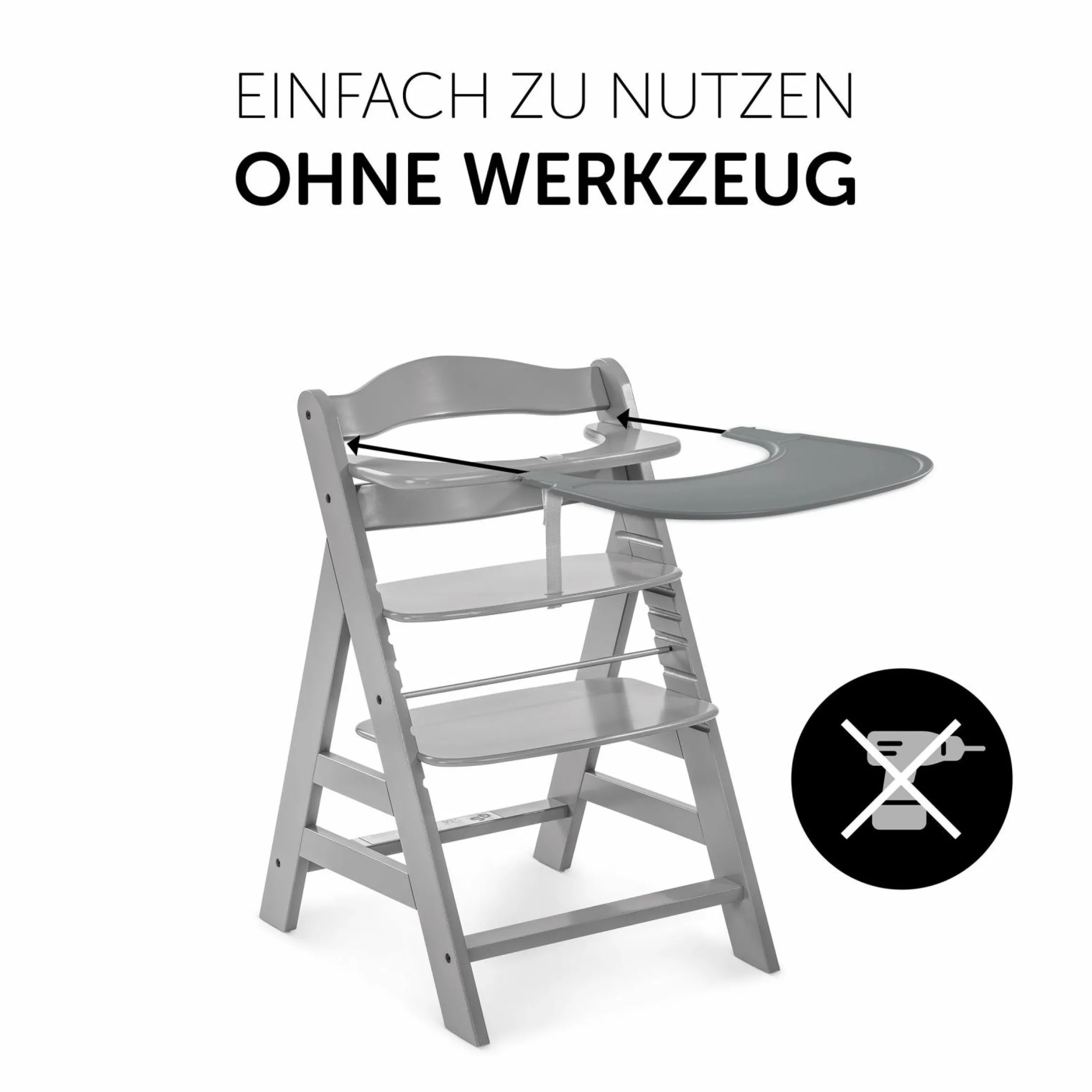 Essbrett und Tisch für Alpha Hochstuhl (Click Tray) - Grey / Grau