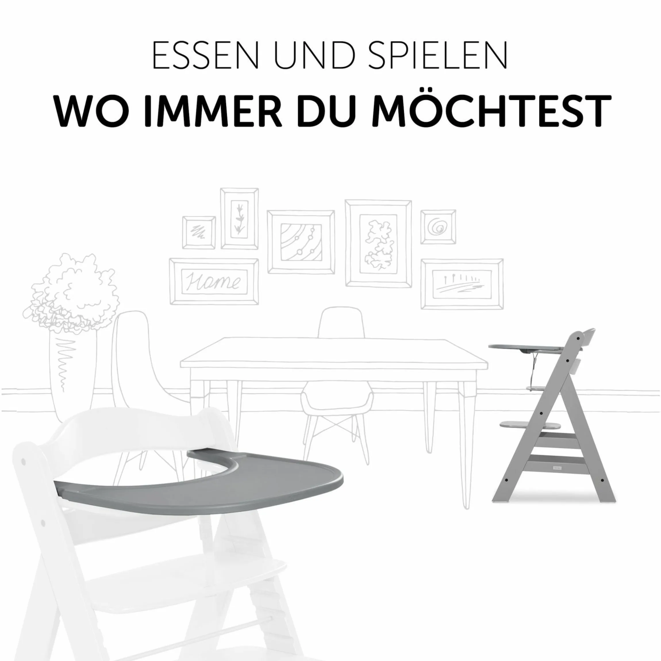 Essbrett und Tisch für Alpha Hochstuhl (Click Tray) - Grey / Grau