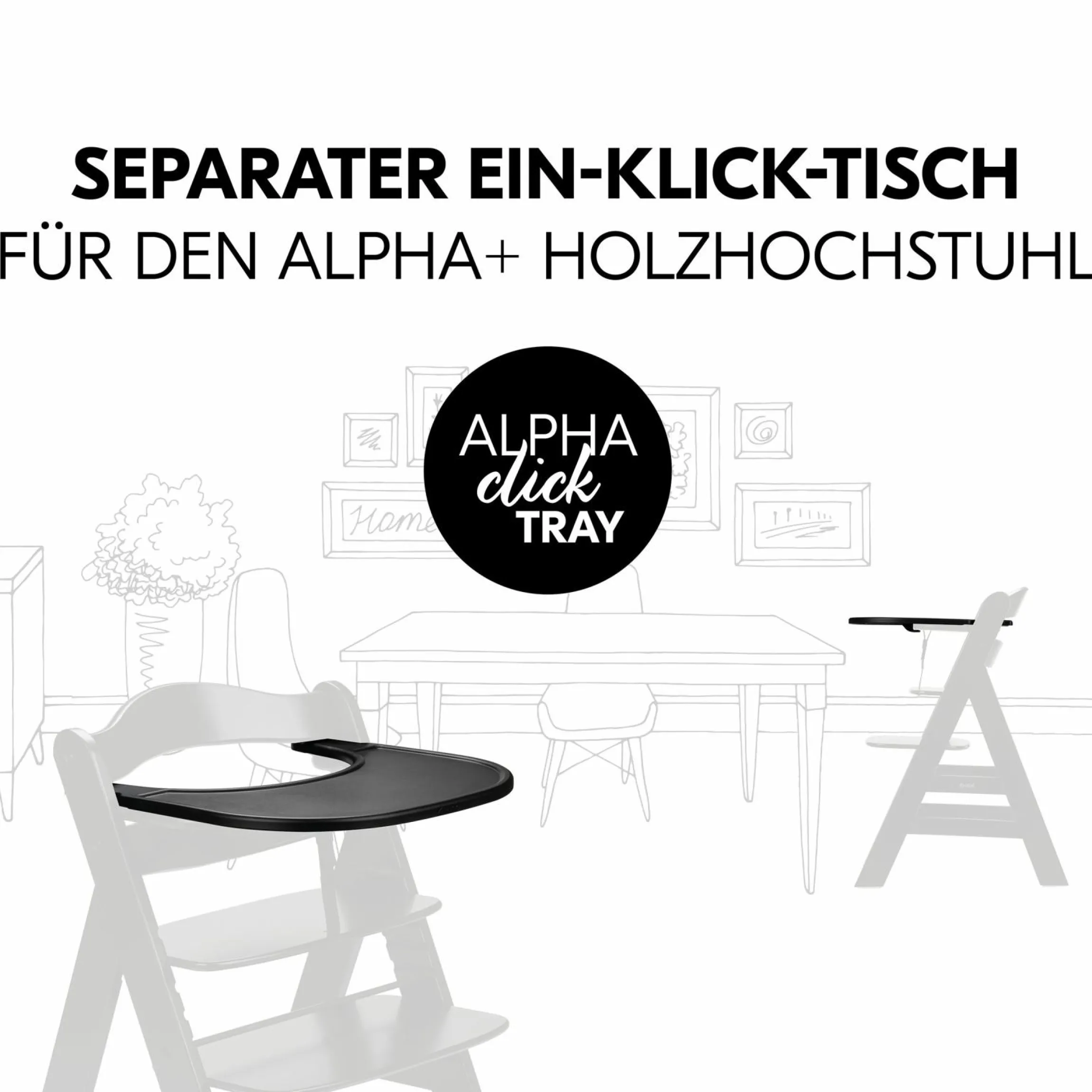 Essbrett und Tisch für Alpha Hochstuhl (Click Tray) - Black / Schwarz