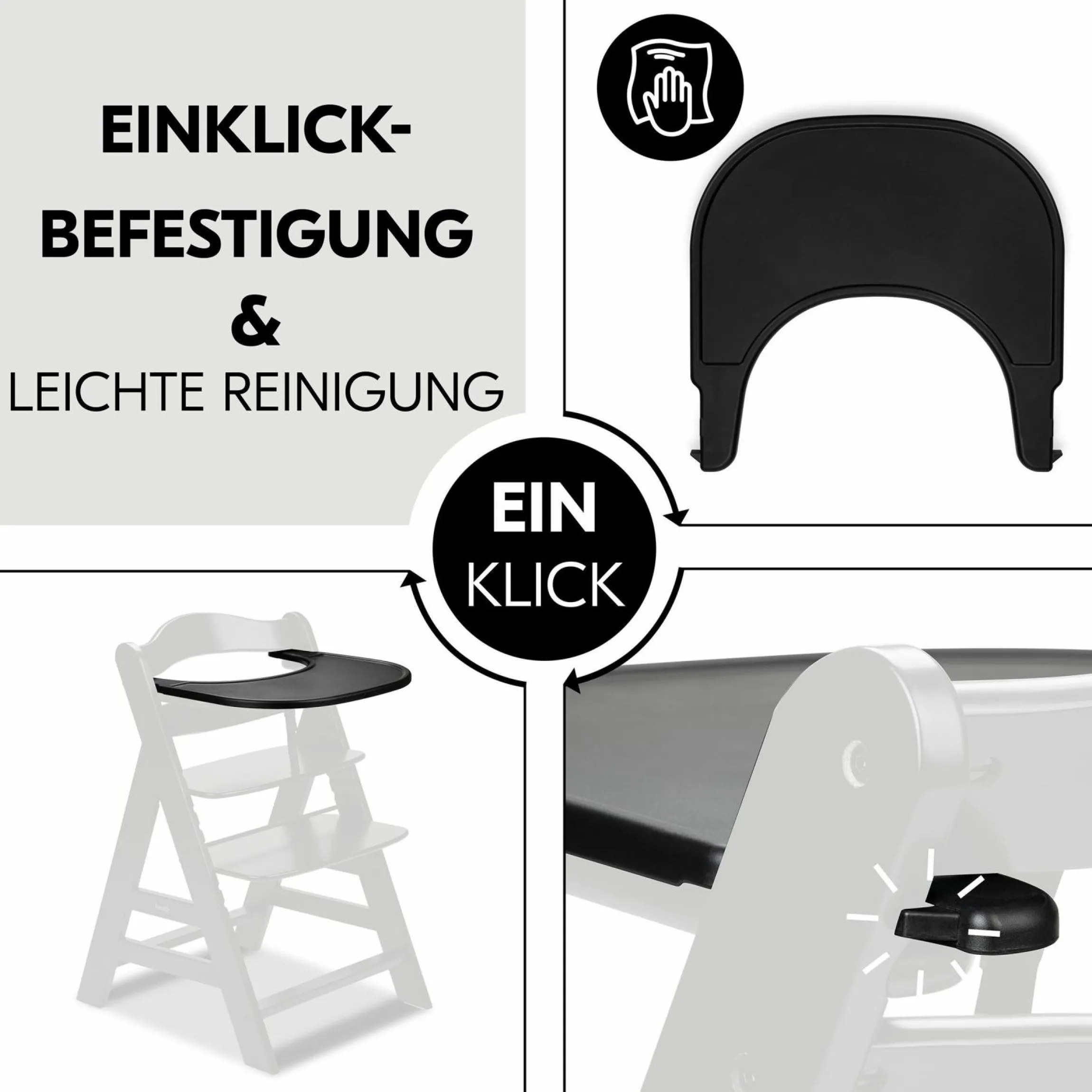 Essbrett und Tisch für Alpha Hochstuhl (Click Tray) - Black / Schwarz