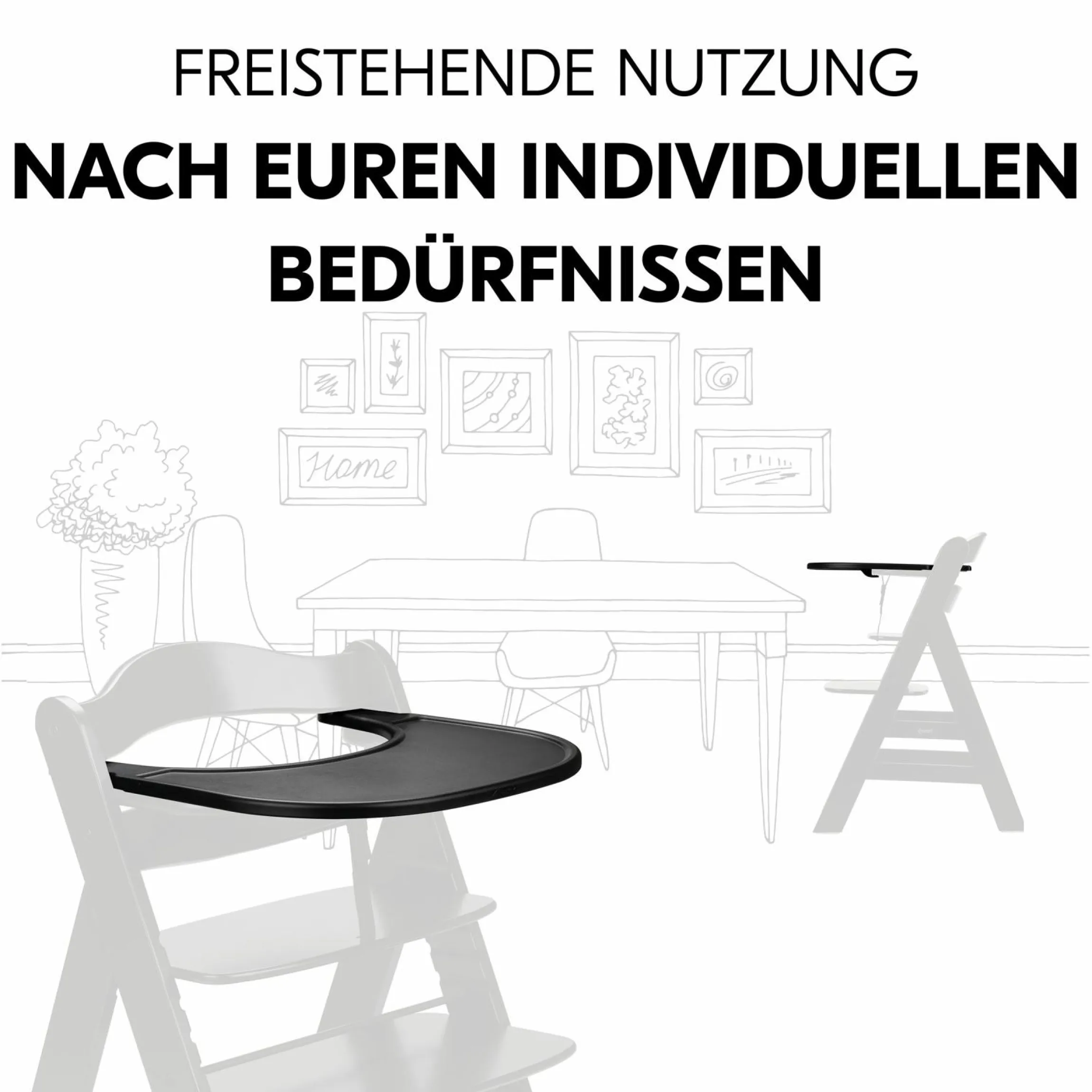 Essbrett und Tisch für Alpha Hochstuhl (Click Tray) - Black / Schwarz
