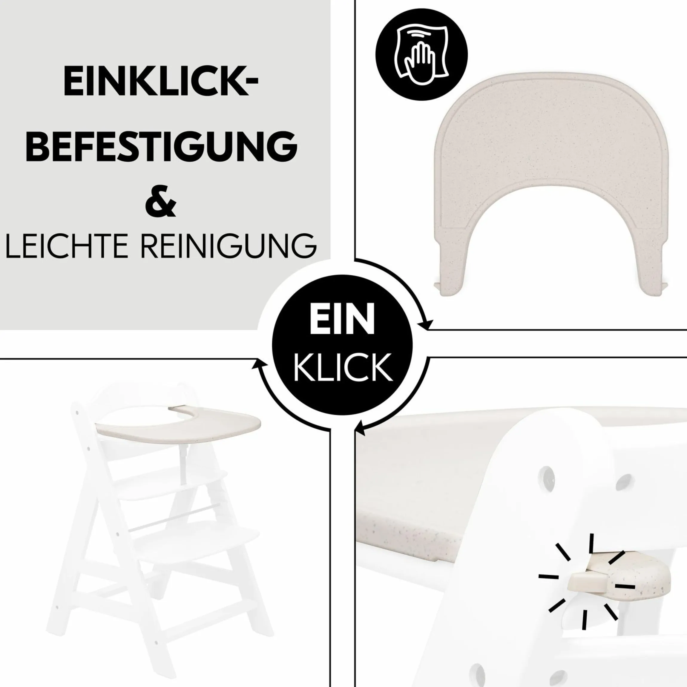 Essbrett und Tisch für Alpha Hochstuhl (Click Tray) - Speckle Beige