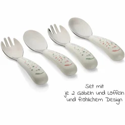 Esslern Besteck-Set 4-teilig mit ergonomsichen Griffen - Punkte - Weiß