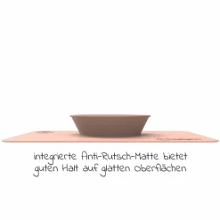 Esslern-Schüssel mit Anti-Rutsch-Matte aus Silikon - Affe - Altrosa