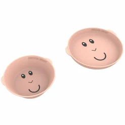 Esslern-Set Teller & Schüssel aus Silikon - Affe - Altrosa