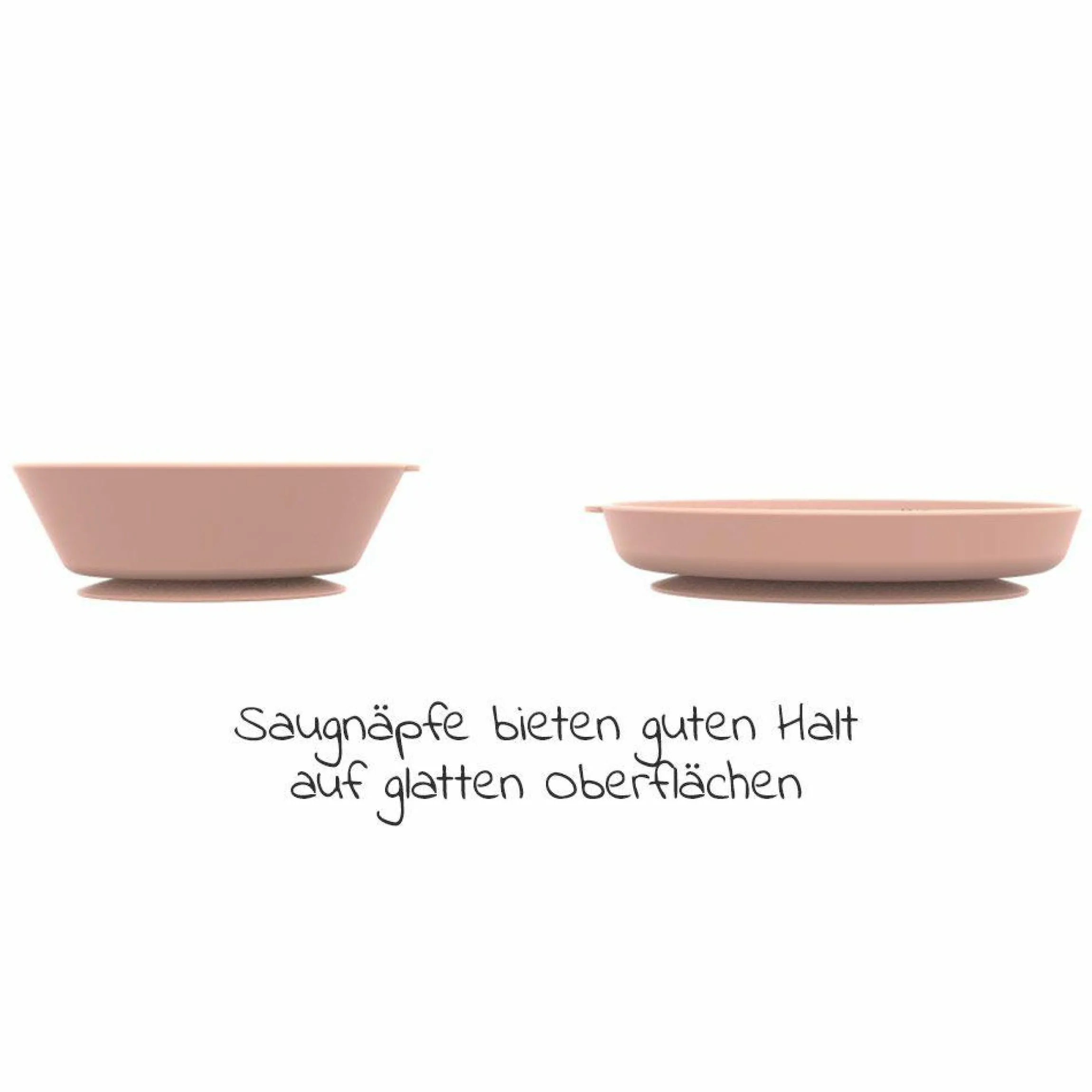 Esslern-Set Teller & Schüssel aus Silikon - Affe - Altrosa