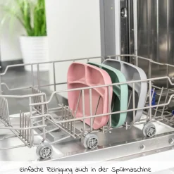 Esslern-Teller aus Silikon 2er Pack - Rose