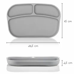 Esslern-Teller aus Silikon 2er Pack - Grau