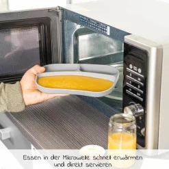 Esslern-Teller aus Silikon 2er Pack - Grau