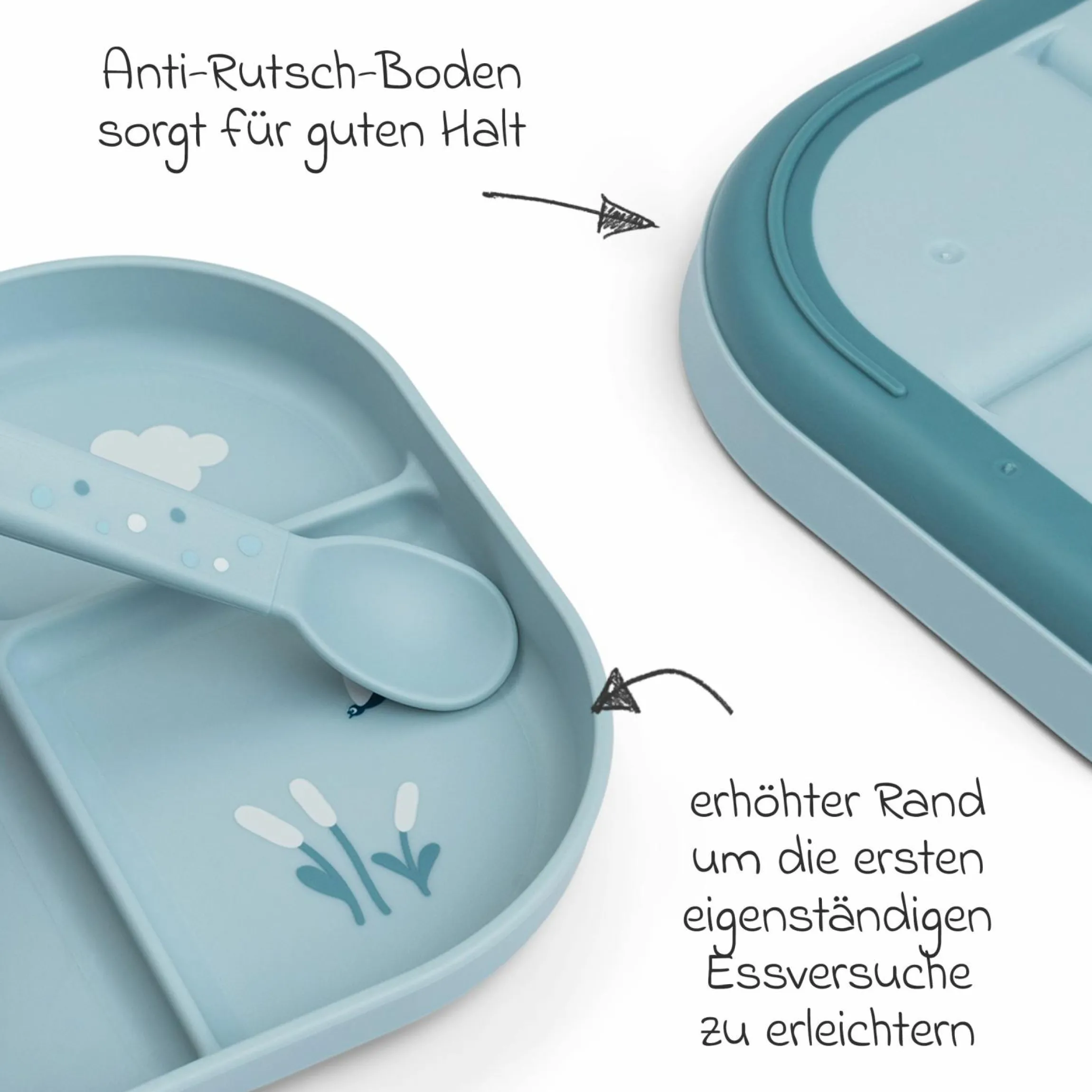 Esslern-Teller mit Unterteilung Foodie - Elphee - Blau