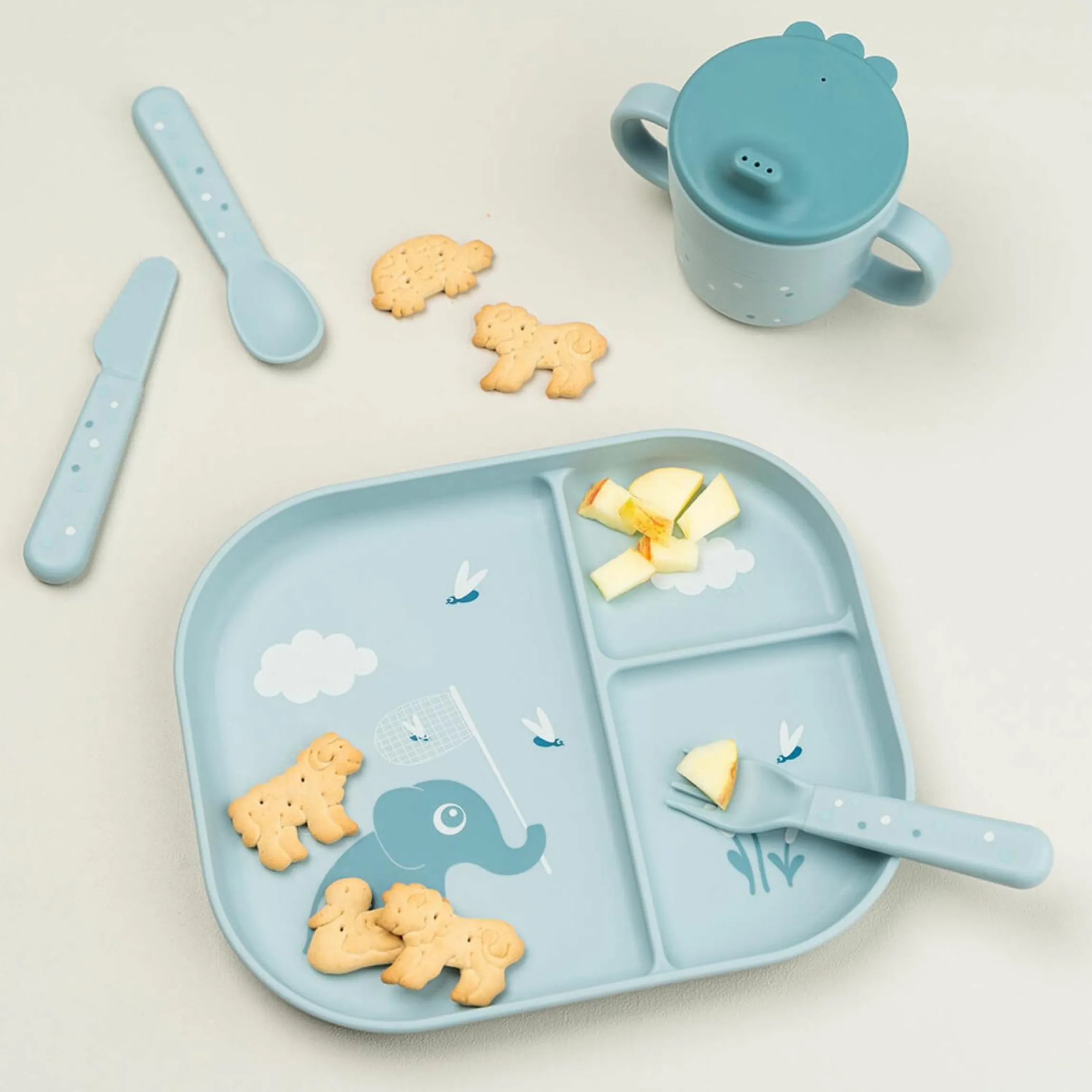 Esslern-Teller mit Unterteilung Foodie - Elphee - Blau