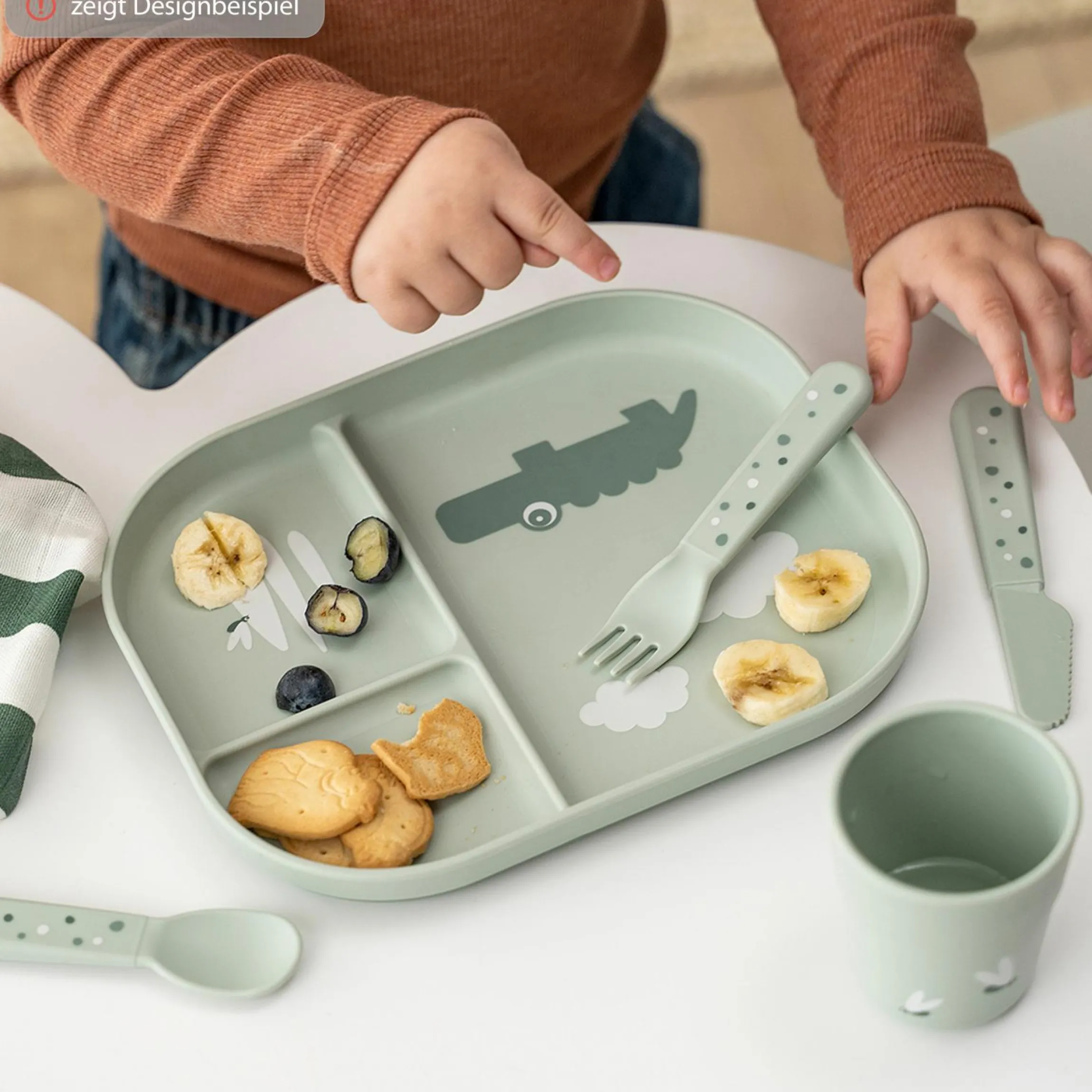Esslern-Teller mit Unterteilung Foodie - Elphee - Blau