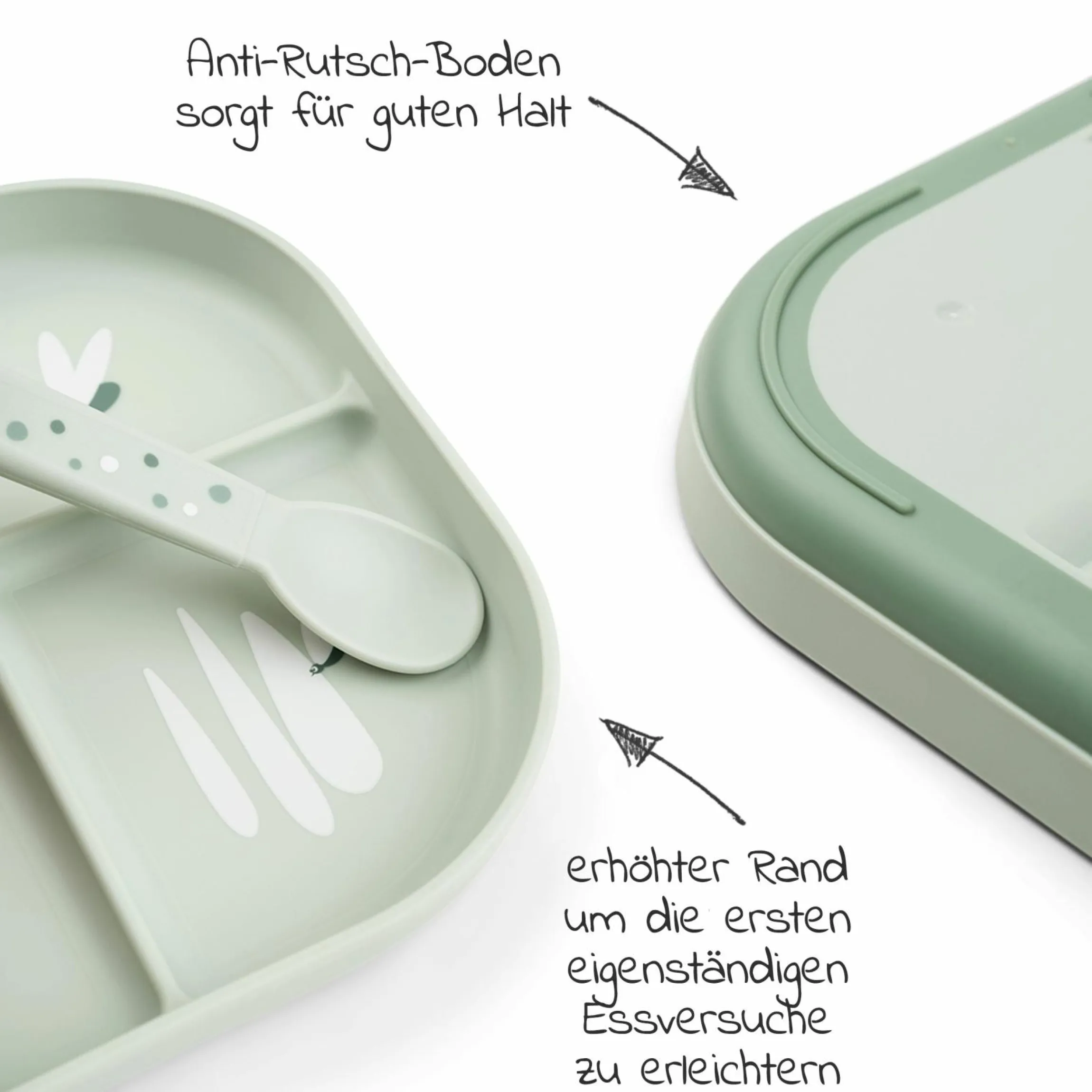 Esslern-Teller mit Unterteilung Foodie - Croco - Grün