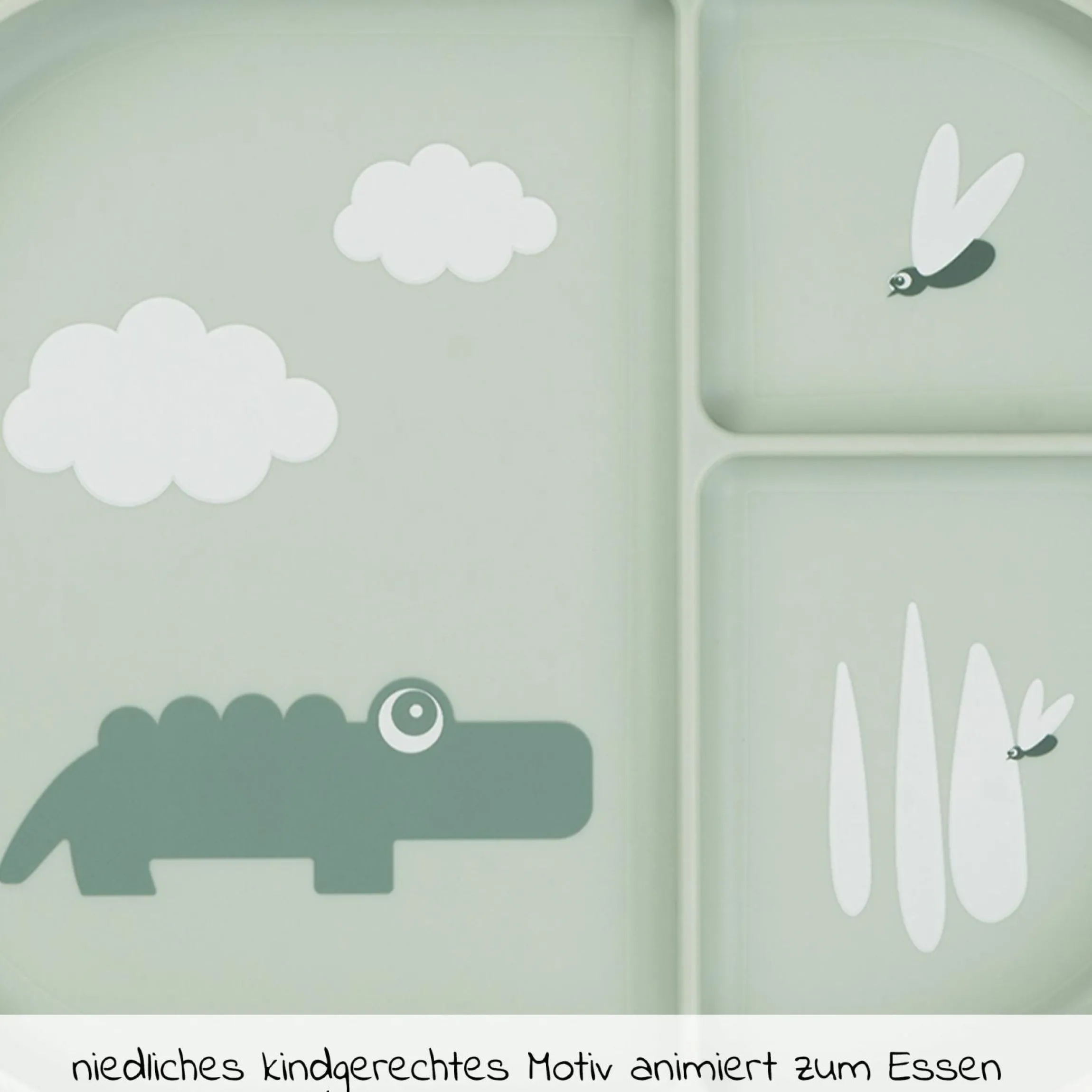 Esslern-Teller mit Unterteilung Foodie - Croco - Grün